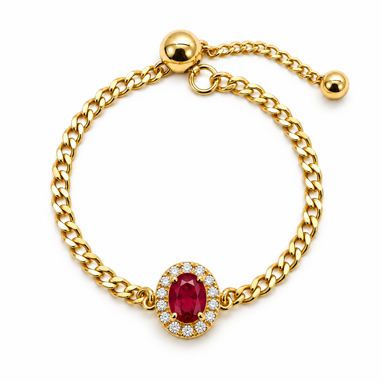 Ruby bezel chain ring